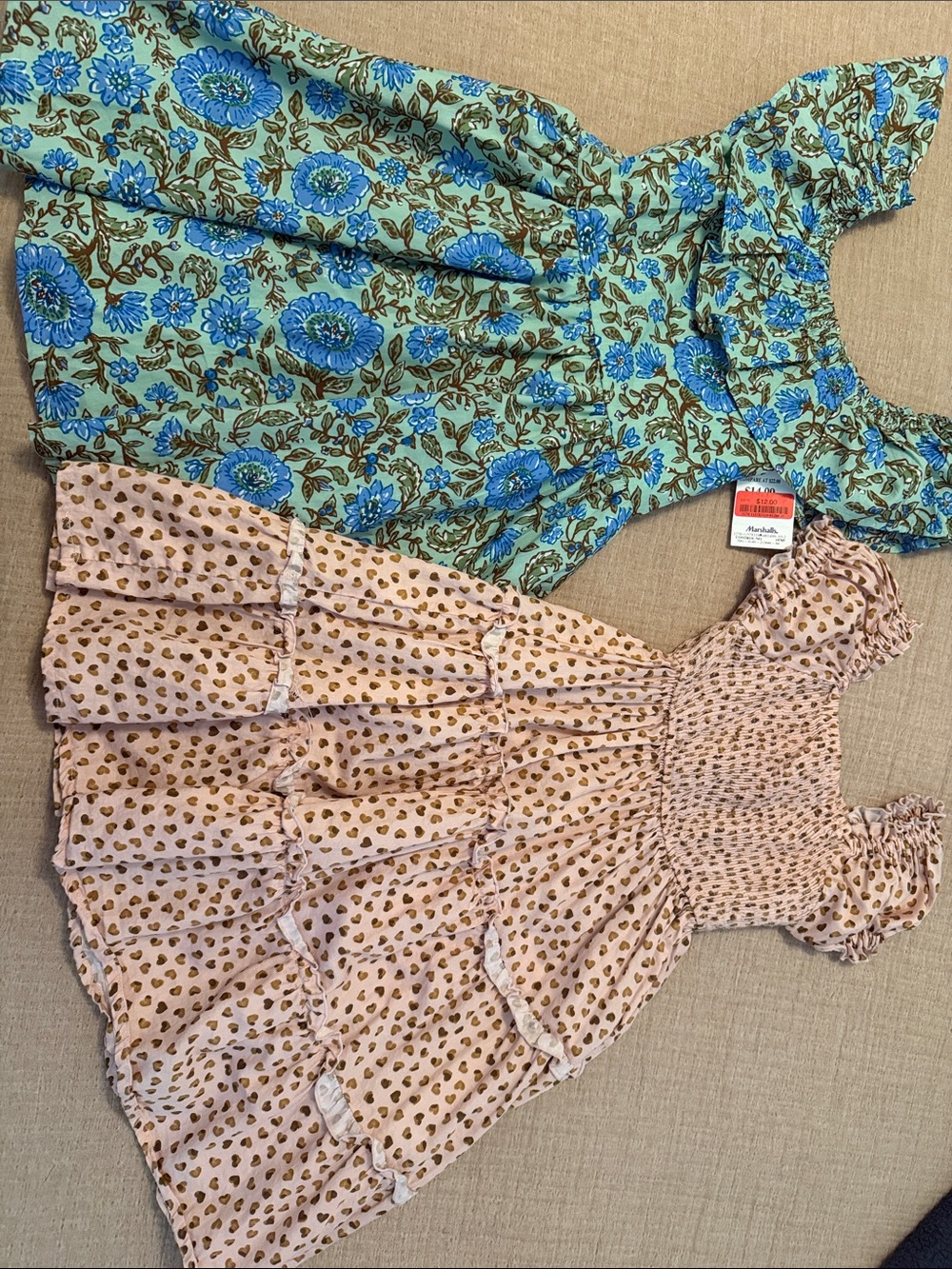 Girls' Pink & Blue Floral Summer Dresses - Set of 2